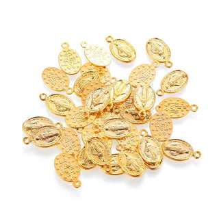 Dije Virgen María de Aleación Estilo Tibetano Tono Oro 17,5x10x1mm | 6 uds