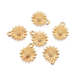 Dije Girasol con Relieve Estilo Tibetano en 3 Tonos Disponibles, 15x18.6mm | 6 uds