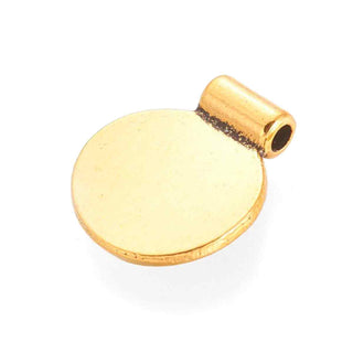 Dije Paleta Lisa Redonda Tono Plata Envejecida y Dorado por separado 12x15mm | 6 uds