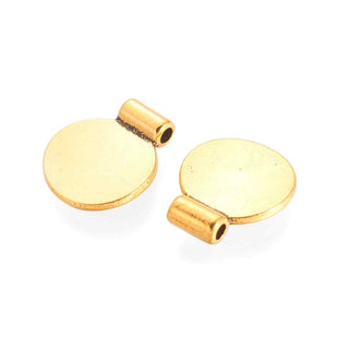 Dije Paleta Lisa Redonda Tono Plata Envejecida y Dorado por separado 12x15mm | 6 uds