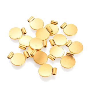 Dije Paleta Lisa Redonda Tono Plata Envejecida y Dorado por separado 12x15mm | 6 uds
