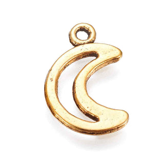 Dije Luna Creciente de Aleación Tono Oro Envejecido 17x11x1mm | 10 uds