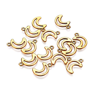 Dije Luna Creciente de Aleación Tono Oro Envejecido 17x11x1mm | 10 uds