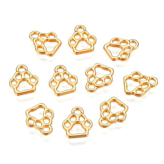 Dije Patita de Perro de Aleación Estilo TibetanoTono Oro 13x11x1,5mm | 14 uds