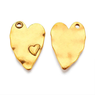 Maxi Dije Corazón Tono Plata Envejecida, Oro Envejecido o Bronce Envejecido 38x24mm | 1 ud