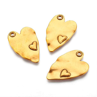 Maxi Dije Corazón Tono Plata Envejecida, Oro Envejecido o Bronce Envejecido 38x24mm | 1 ud