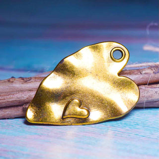 Maxi Dije Corazón Tono Plata Envejecida, Oro Envejecido o Bronce Envejecido 38x24mm | 1 ud