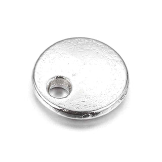 Dije Redondo Plano Minimalista Tono Plata Envejecida 8mm | 12 uds