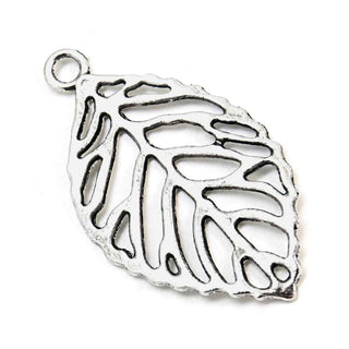Dije Hoja Grande Botánica Tono Plata Envejecida 49.5x27.5mm | 2 uds
