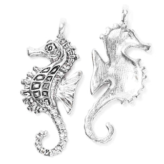 Dije Caballito de Mar Tono Plata Envejecida 30x12mm | 4 uds