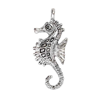 Dije Caballito de Mar Tono Plata Envejecida 30x12mm Free Pb-Cd | 5 uds