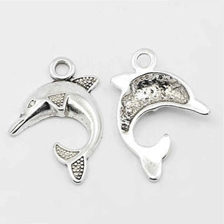 Dije Delfín Tono Plata Envejecida 24x21mm | 4 uds
