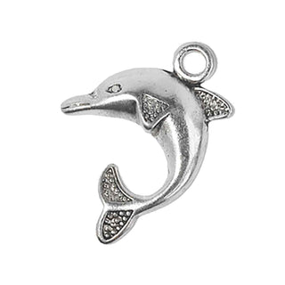 Dije Delfín Tono Plata Envejecida 24x21mm | 4 uds