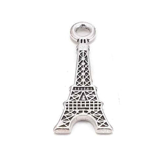 Dije Torre Eiffel Tono Plata Envejecida 32x12mm | 7 uds