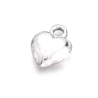 Dije Corazón Gordo 3D Tono Plata Envejecida 13x10mm | 6 uds