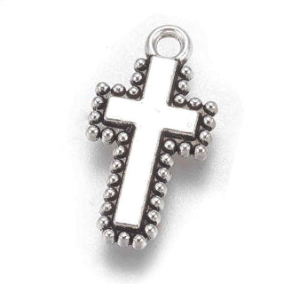 Dije Cruz Estilo Tibetano Tono Plata Envejecida 20x10mm | 8 uds