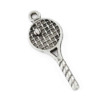 Dije Raqueta de Tenis Tono Plata Envejecida 30x10mm | 12 uds