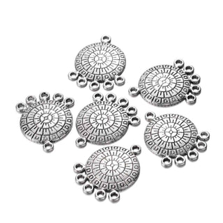 Conector Chandelier Redondo Estilo Tibetano Aleación Tono Plata Envejecida 27x21x2mm | 2 uds
