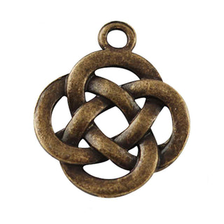 Dije Nudo Chino Estilo Tibetano Tono Bronce Envejecido 21x17x2.5mm | 5 uds