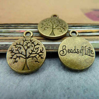 Dije Árbol de la Vida "Beads of Life" Tono Bronce Envejecido 15x12x2mm | 7 uds