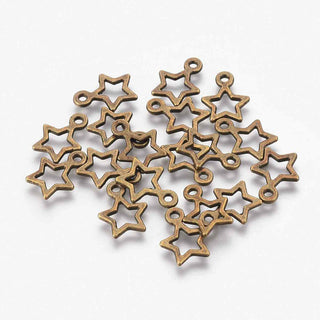 Dije Estrella Hueca Tono Bronce Envejecido 14x10x2mm | 18 uds