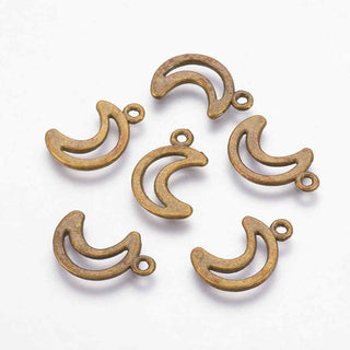 Dije Luna Hueca Tono Bronce Envejecido 17x11x1mm | 10 uds