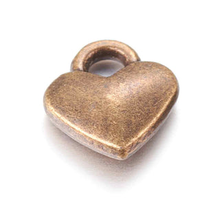 Mini Dije Corazón Tono Bronce Envejecido 8x7x2.5mm | 18 uds