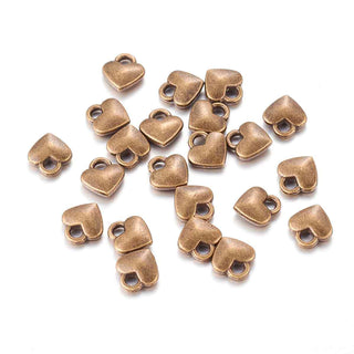 Mini Dije Corazón Tono Bronce Envejecido 8x7x2.5mm | 18 uds