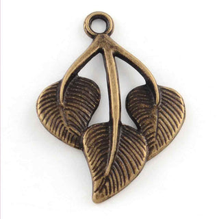 Dije Hoja Estilo Tibetano Tono Bronce Envejecido 31x22x3mm | 5 uds