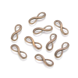 Conector Infinito Liso Aleación Tono Bronce Envejecido 8x22.5x1mm | 10 uds