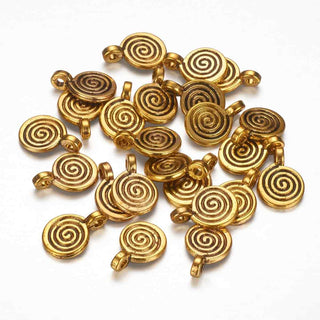 Dije Espiral Redondo de Aleación Tono Oro Envejecido 11,8x8x1,5mm | 16 uds