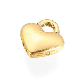 Mini Dije Corazón de Aleación Tono Oro Envejecido 8x7x2,5mm | 18 uds