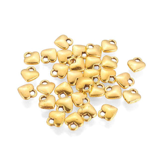 Mini Dije Corazón de Aleación Tono Oro Envejecido 8x7x2,5mm | 18 uds