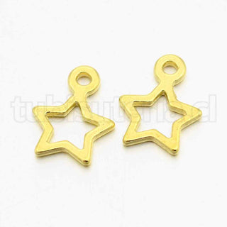 Estrellas de aleación estilo tibetano, color oro, 14x10x2mm.