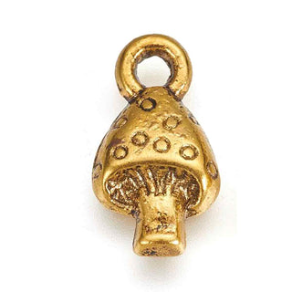 Mini Dije Hongo Seta de Aleación Tono Oro Envejecido 13x8mm | 16 uds