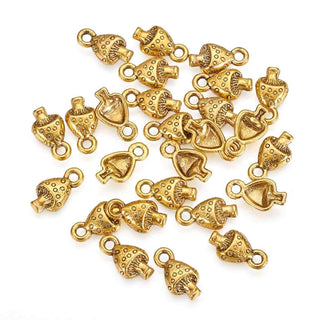 Mini Dije Hongo Seta de Aleación Tono Oro Envejecido 13x8mm | 16 uds