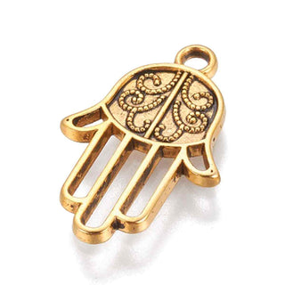 Dije Mano de Hamsa de Aleación Tono Oro 22x15x1,5mm | 10 uds