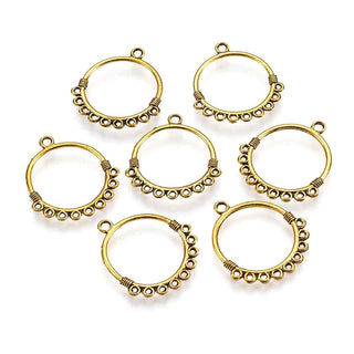 Enlace Chandelier Aro Circular con Argollas en Cascada Aleación Tono Oro Envejecido 30x34.5x2mm | 2 uds