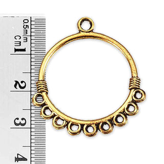 Enlace Chandelier Aro Circular con Argollas en Cascada Aleación Tono Oro Envejecido 30x34.5x2mm | 2 uds