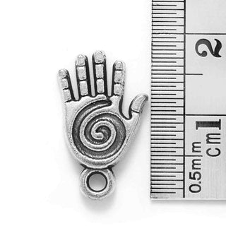 Dije Mano de Fátima Hamsa Tono Plata Envejecida 19x11mm | 4 uds