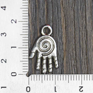 Dije Mano de Fátima Hamsa Tono Plata Envejecida 19x11mm | 4 uds