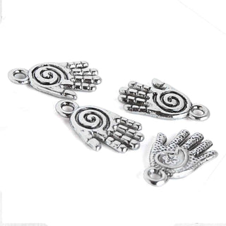 Dije Mano de Fátima Hamsa Tono Plata Envejecida 19x11mm | 4 uds