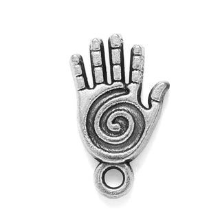 Dije Mano de Fátima Hamsa Tono Plata Envejecida 19x11mm | 4 uds