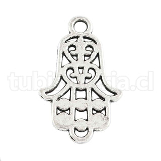 Hamsa o mano de Fátima, colgante de aleación, 23x9x1 mm.