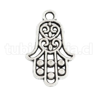 Hamsa o mano de Fátima, colgante de aleación, 23x9x1 mm.