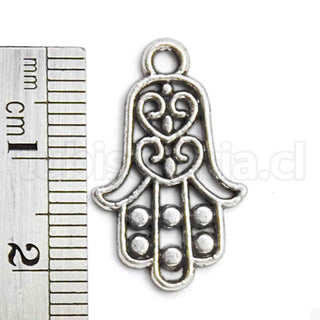 Hamsa o mano de Fátima, colgante de aleación, 23x9x1 mm.