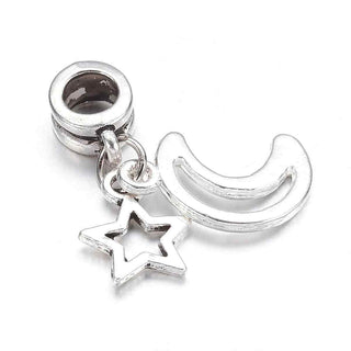 Set Dije Luna y Estrella Tono Plata Envejecida 29mm | 2 sets