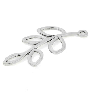 Dije Rama con Hojas Estilo Tibetano Tono Plata Envejecida 42x19mm | 8 uds