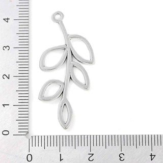 Dije Rama con Hojas Estilo Tibetano Tono Plata Envejecida 42x19mm | 8 uds