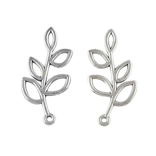 Dije Rama con Hojas Estilo Tibetano Tono Plata Envejecida 42x19mm | 8 uds